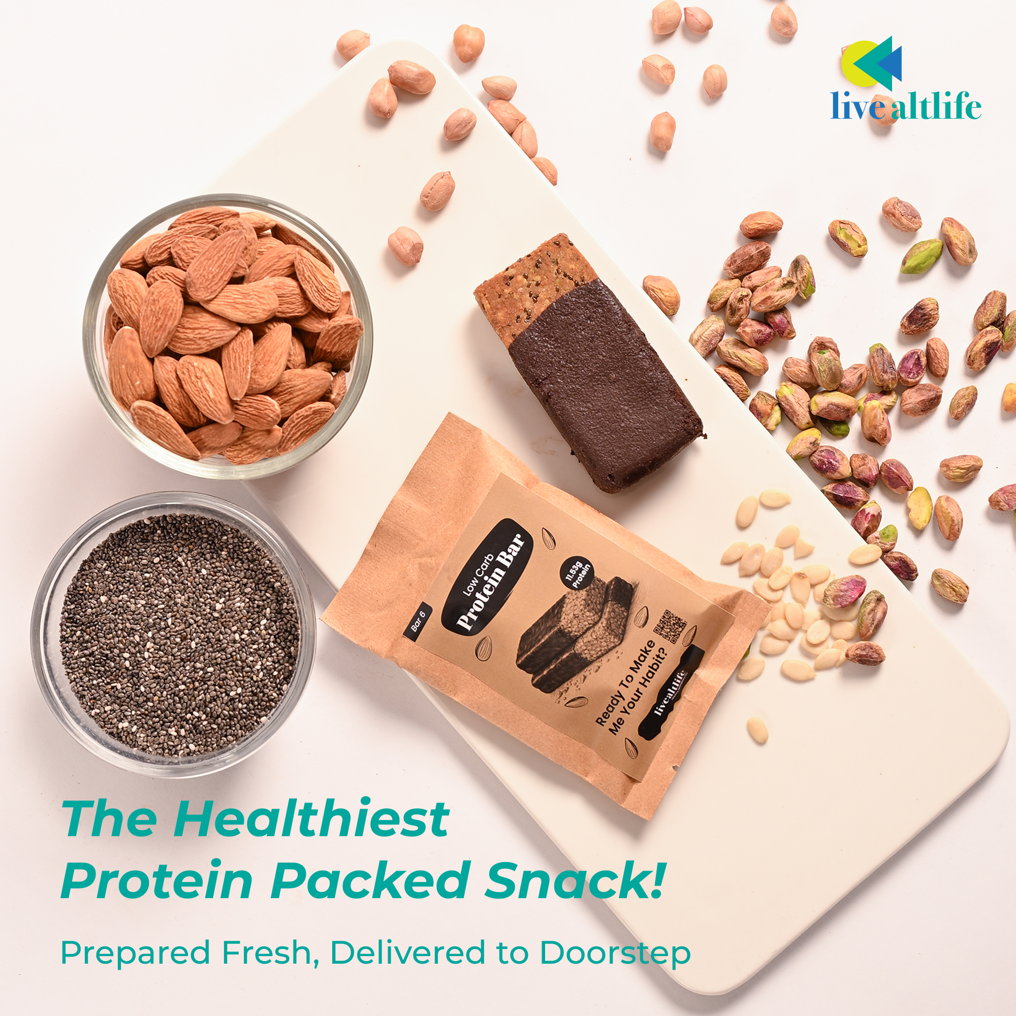 Almond & Peanut Protein Bar (Sugar/Grain Free) 1Nos